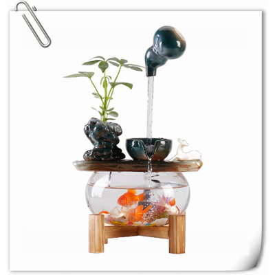 Fontaines d'intérieur Plateau de table Verre à eau créatif moderne Bureau de bureau Gourde Artisanat en céramique Ornements Décoration Méditation (cerf)