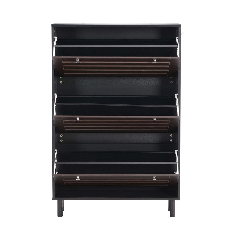 Armoire de rangement pour chaussures 24 paires, range-chaussures avec 3 tiroirs rabattables, étagère à chaussures étroite et étroite pour le couloir