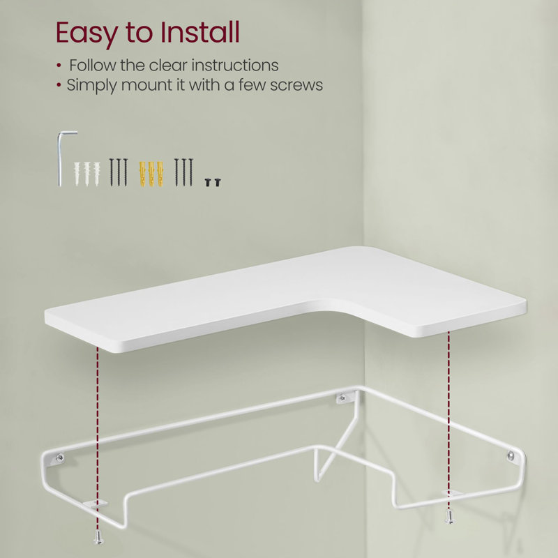 L-Shaped Corner Shelf, Cloud White