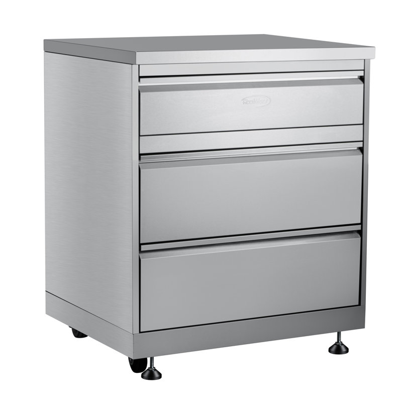 32 po Armoire de cuisine extérieure en acier inoxydable avec trois tiroirs (km-oks-cab3)