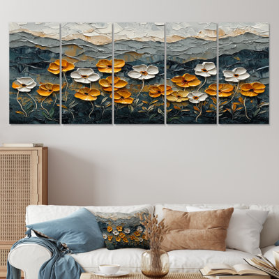 Desert Blossom Of Pansies n Winter II - Blossom Art - Traditional Wall Art Decor Set