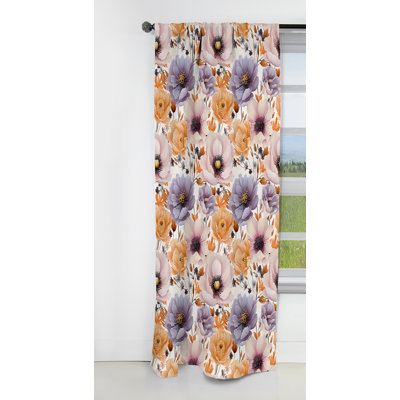 Fleur de mauve et beige fleur jardin - Rideau floral - Rideau occultant en velours - 1 panneaux