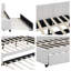 Lit de jour double rembourré peu encombrant avec gigogne simple - sans sommier, structure en bois robuste et tissu de lin-1850917497