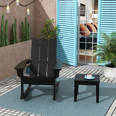 Outdoor Joubert HDPE Plastic Rocking Chair and Table