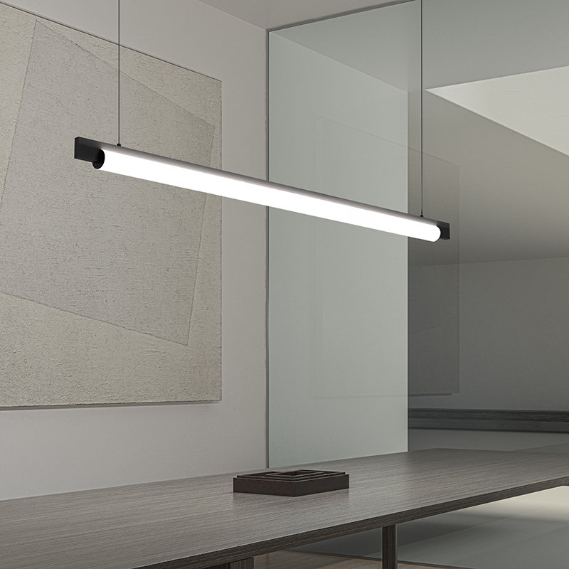Luminaire suspendu linéaire unique à 1 lumière Keel ™, Noir satiné, 3 500K