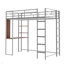 Lit mezzanine simple en métal avec 2 tablettes et un bureau