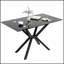 Table de salle à manger rectangulaire en verre trempé de 47,24 pouces au design élégant avec pieds en métal noir pour les cuisines et les salles à manger modernes