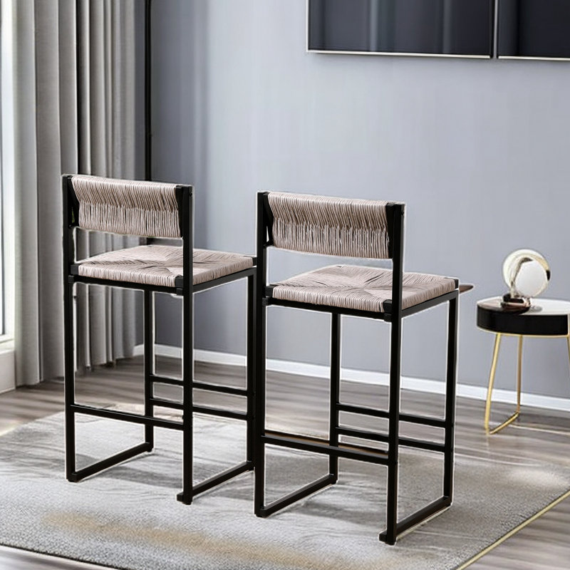 Direne Wicker Counter Stool, Gray
