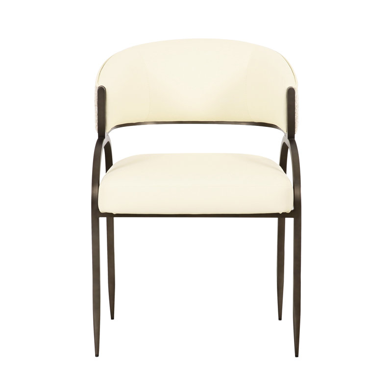 Tatum Cream Vegan Leather 2-Tone Dining Chair, Cream