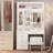 Modern Style 74.4"h Vanity Desk With Led Lighted Mirror And Power Outlet,makeup Vanity Table With Drawers And Open Cubies And Cabinets, White