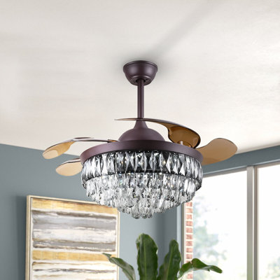 42" Lucrezia 4 - Blade LED Ceiling Fan Remote Control and Light Kit Included]