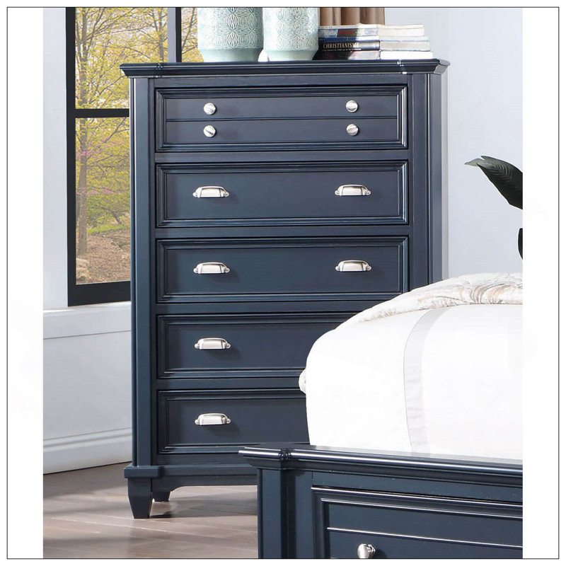 Mobilier de chambre à coucher de style transitionnel avec glissières à roulement à billes 1 pièce