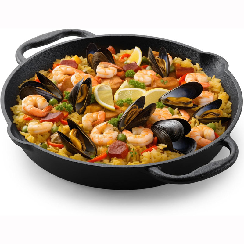 Batterie de cuisine en fonte pré-assaisonnée avec deux poignées - Poêle polyvalente pour cuisinière et four, 17.75"
