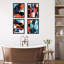 Ensemble de 4 reproductions murales géométriques abstraites encadrées sur papier quadrillé rouge et bleu encadrées sur papier, impression de 4 pièces-93012284-93012285
