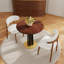 Table de salle à manger à piédestal ronde de 80 cm, base en bois de noyer massif, sièges 2, brun bois