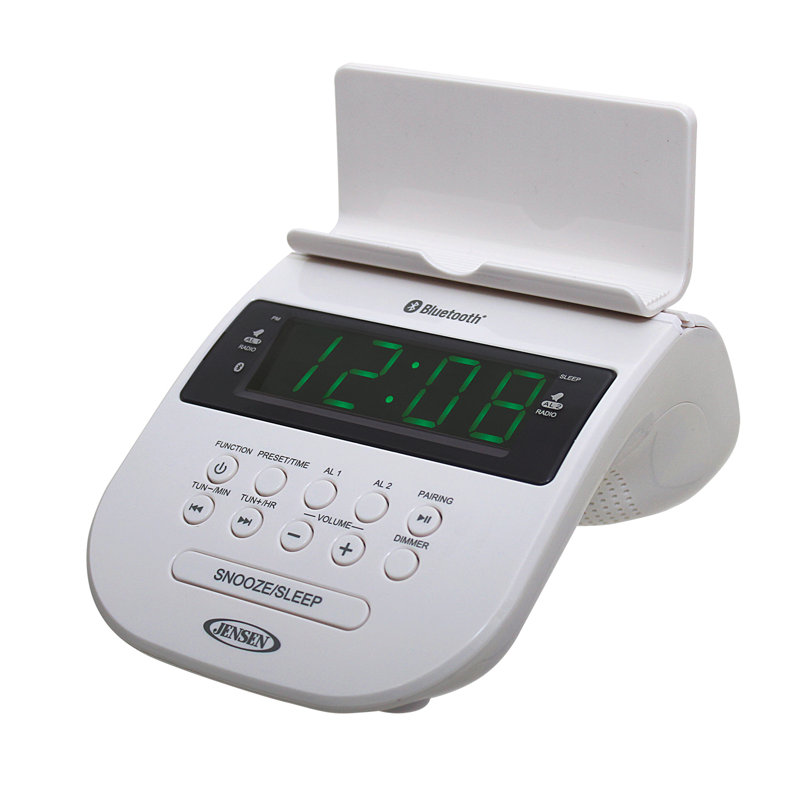 Traditional Electric Clock with Alarm, White