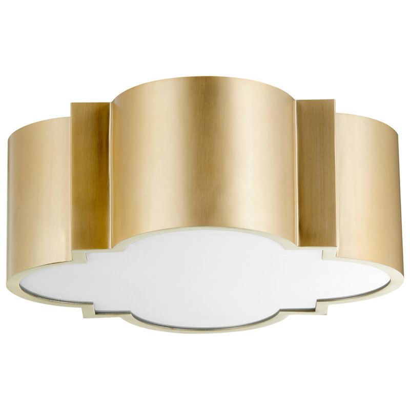 Wyatt Glass Flush Mount, Aged Brass