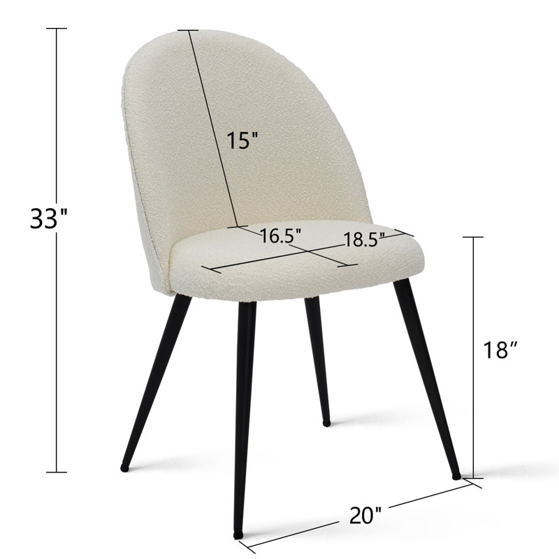 Bende 19'' H Fabric Upholstered Metal Side Chair, Cream
