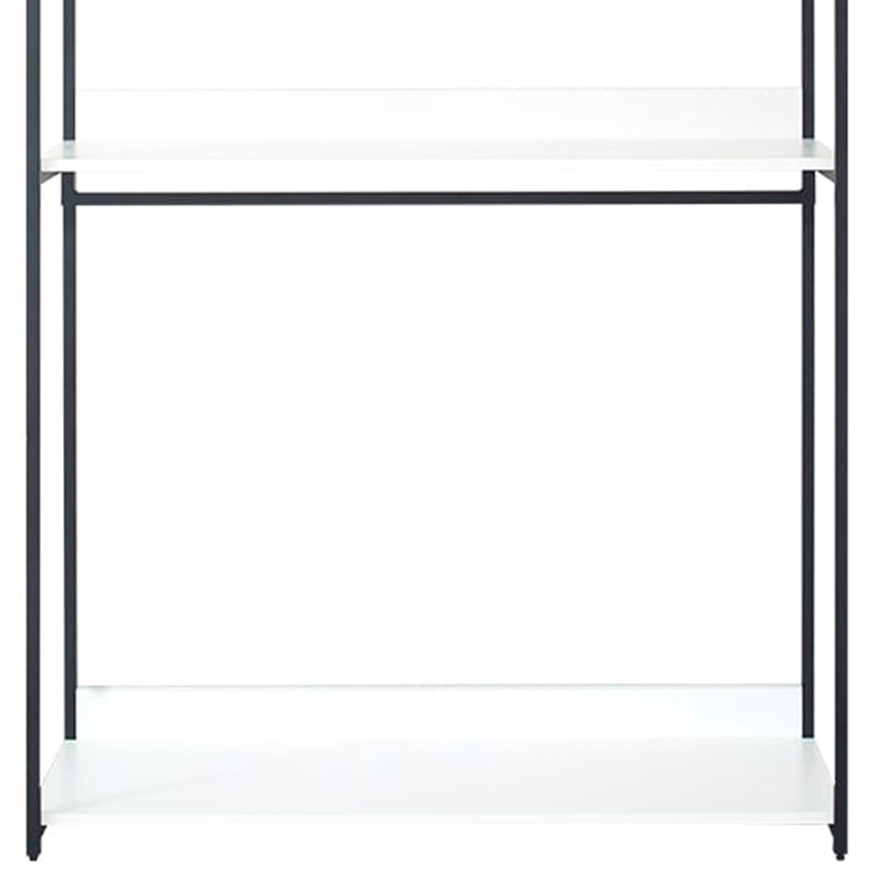 Système d'organisation modulaire Cox, 3 larges tablettes blanches et cadre en métal noir