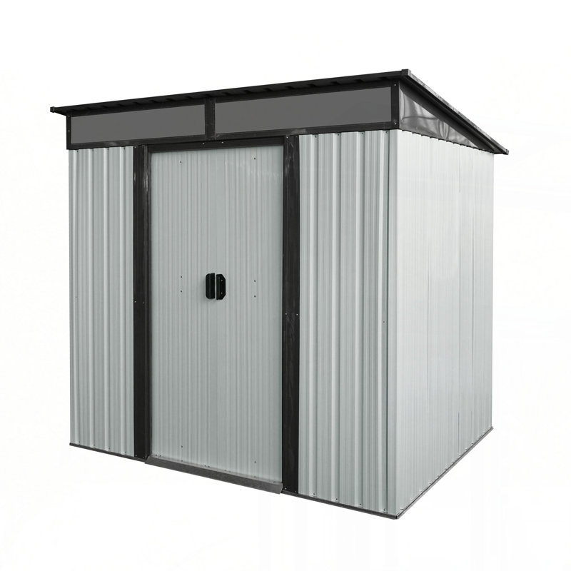 Outdoor Metal Storage Shed with Window, Transparent Panel & Free Accessories – Corrosion-Resistant Garden, Lawn Shed