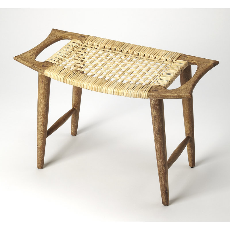Tristan Natural Wood & Rattan Stool, Natural
