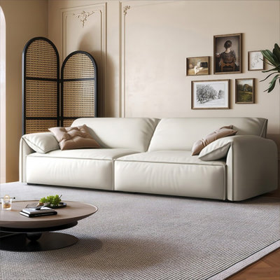 White Genuine Leather Modular Sofa cushion couch