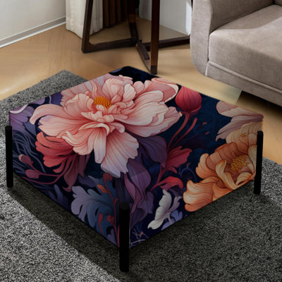 Dockery Whipton rose et mauve Cosmic Mystic Floral Botanic Dream - Grand repose-pieds carré floral