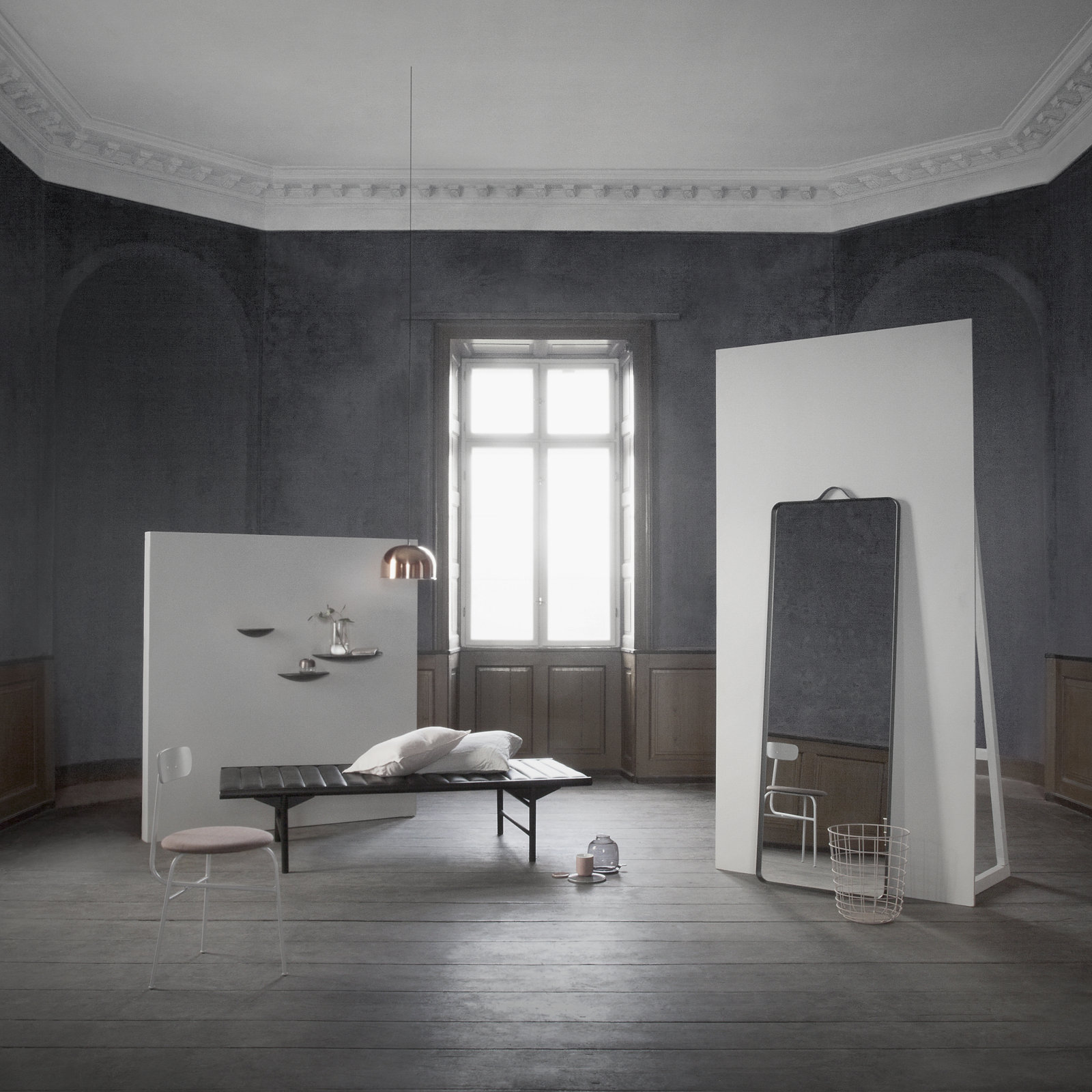New Norm Bath Metal Floor Mirror, Black
