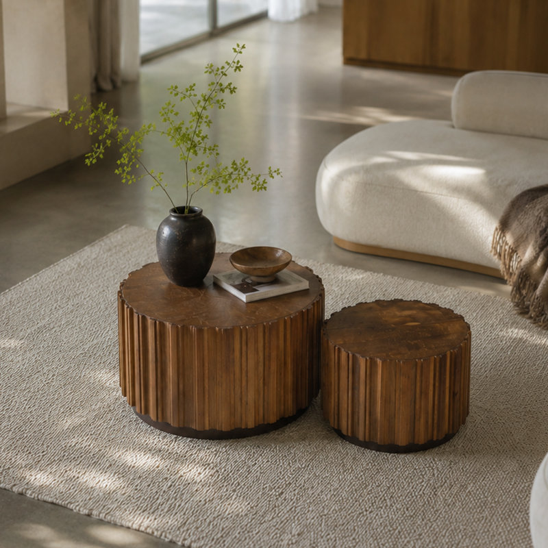 Ensemble de tables basses gigognes Rona, Walnut Brown