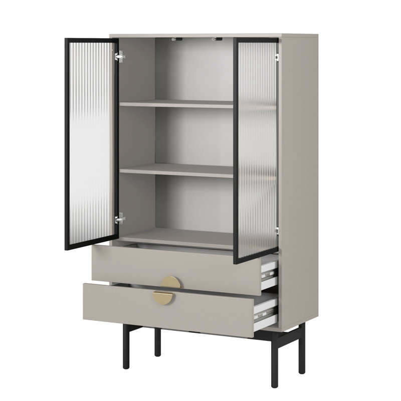 Anylia Display Cabinet, Grey Beige