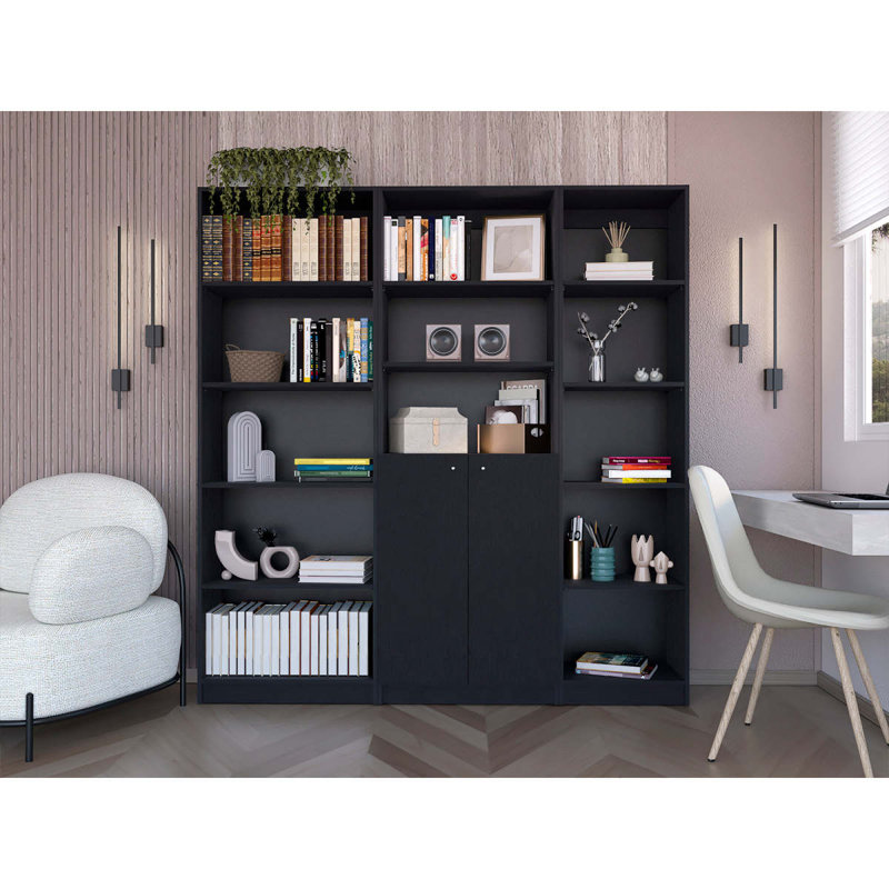 Ensemble de salon polyvalent 3 pièces avec bibliothèques fonctionnelles pour des espaces élégants et organisés