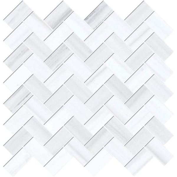 1" x 2" Marble Herringbone Mosaic Wall & Floor Tile
