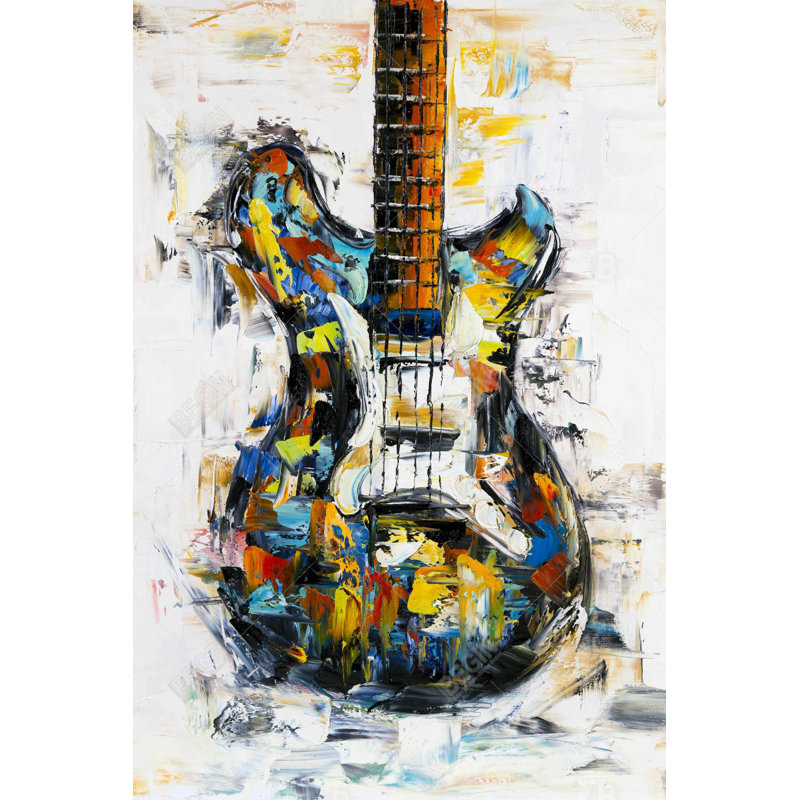 Guitare abstraite et colorée - Toile encadrée