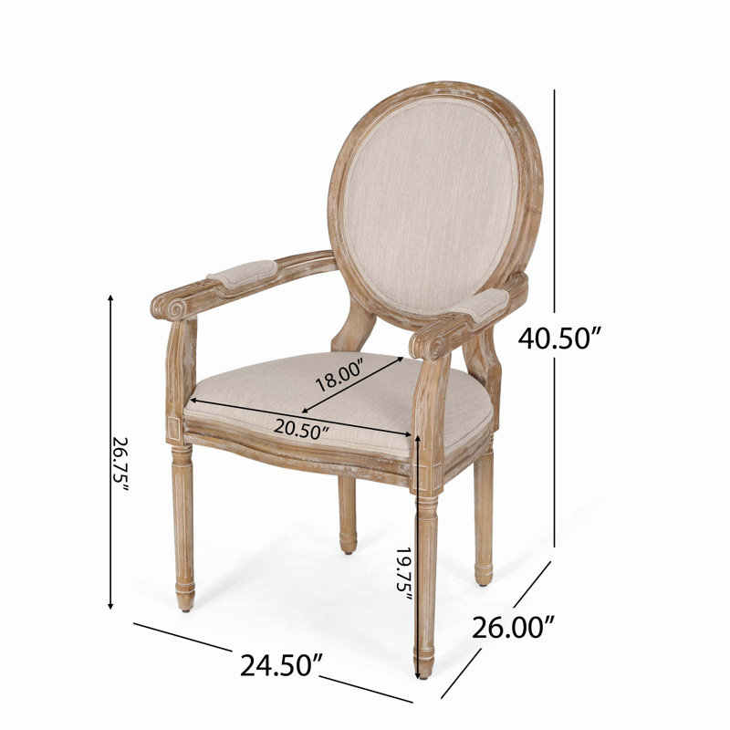 Chaise avec accoudoirs en tissu capitonné Pocklington, Beige