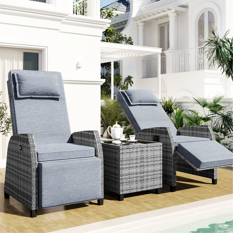 Two Furniture With Adjustable Options And Coffee Table - For An Enjoyable Balcony Experience Outdoor Features Made Of Galvanized Steel