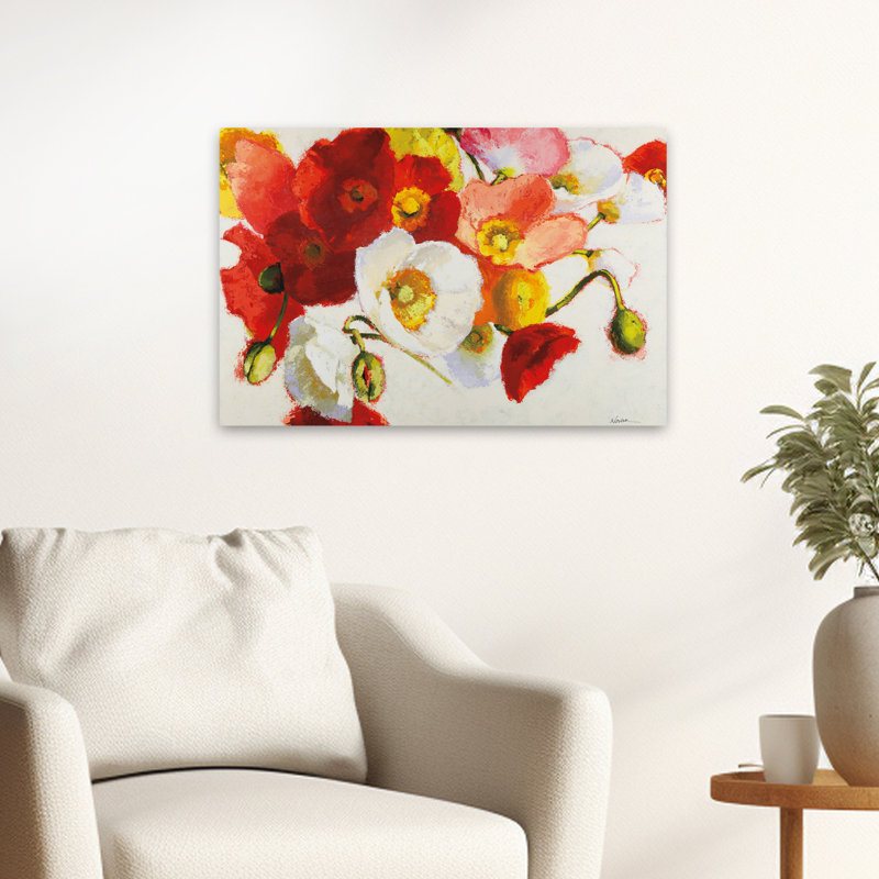 Fleurs blanches contemporaines colorées, H 24 po x l 16 po