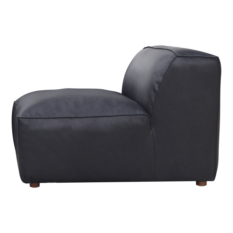 Foley Genuine Leather Slipper Chair, Black Top Grain Leather