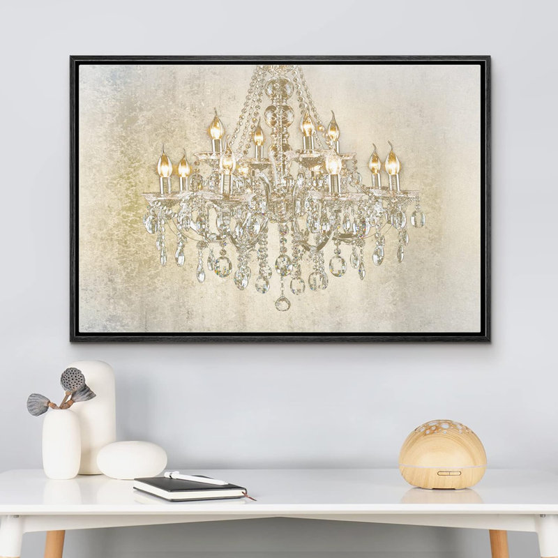 Lustre en cristal beige et vert vif sur fond blanc décorant des lumières de l'art moderne, Cadre flottant noir