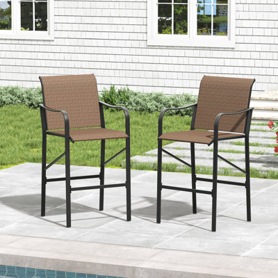 Metal Outdoor High Barstool Set Of 2 by Winston Porter