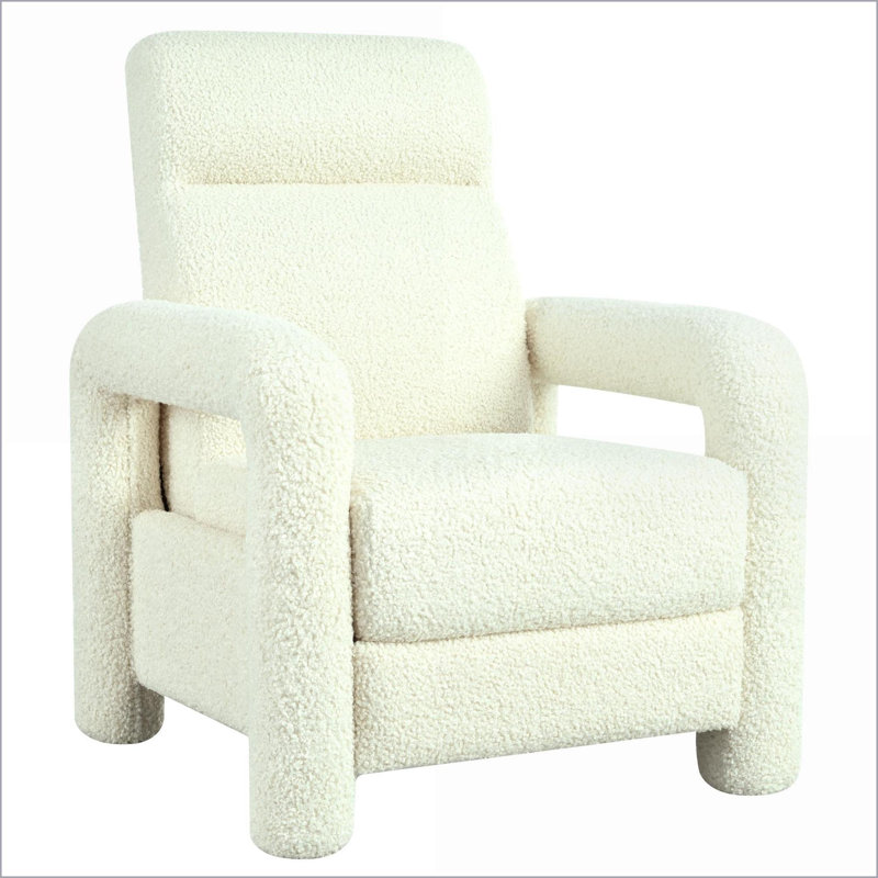 Fauteuil inclinable inclinable 31,25 po avec dossier réglable inclinable pour le salon | Molleton beige, Blanc