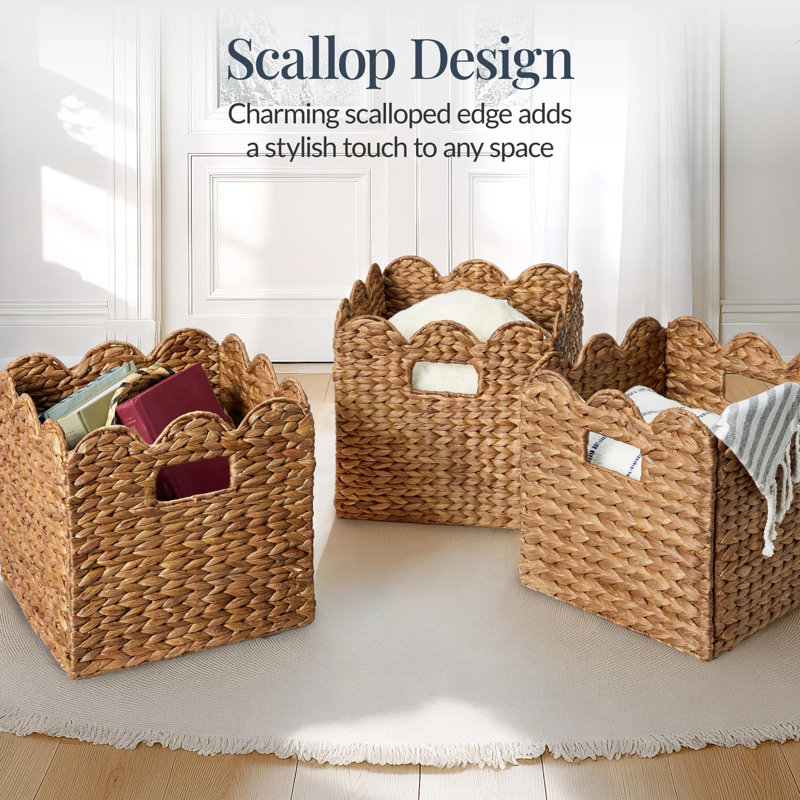 Storage Basket Set Of 5, 12" H x 12" W x 12" D, Dark Natural