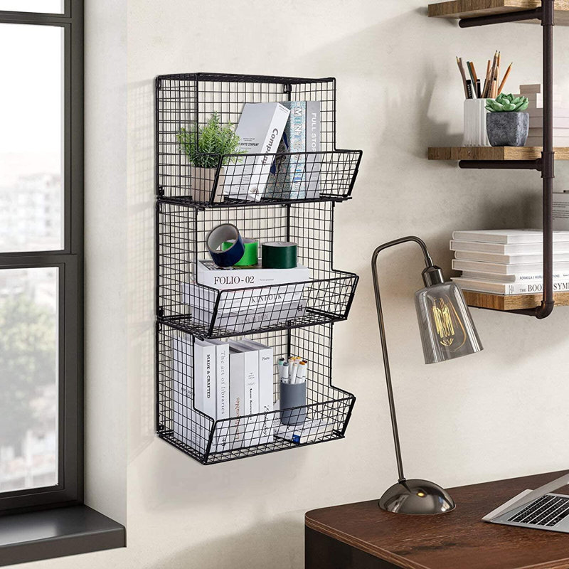Metal Wall Organizer with Wall Baskets