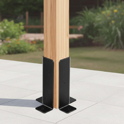 4Pcs Adjustable Heavy Duty Half Column Post Anchor Bracket Fit 1.5x1.5-4x4 for Fence Pergola Railing