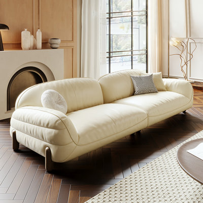 Creamy white Genuine Leather Modular Sofa