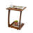 Solid Rubberwood C-Shaped End Table with Lockable Wheels, 2-Tier Rolling Laptop Table for Home