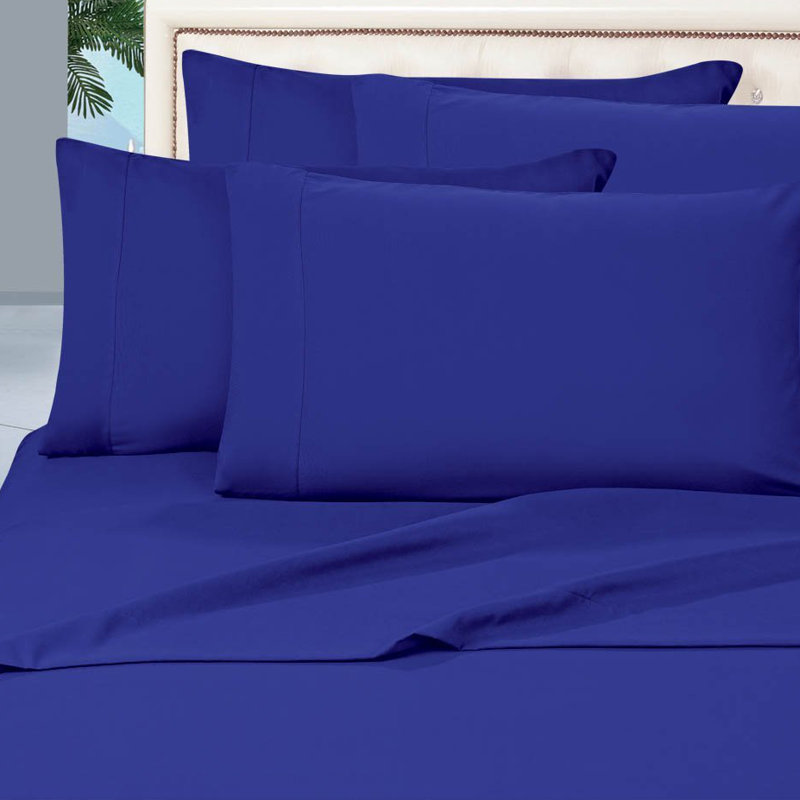 Ensemble de draps en polyester 1500 fils, Bleu royal, Ensemble de draps pour lit double
