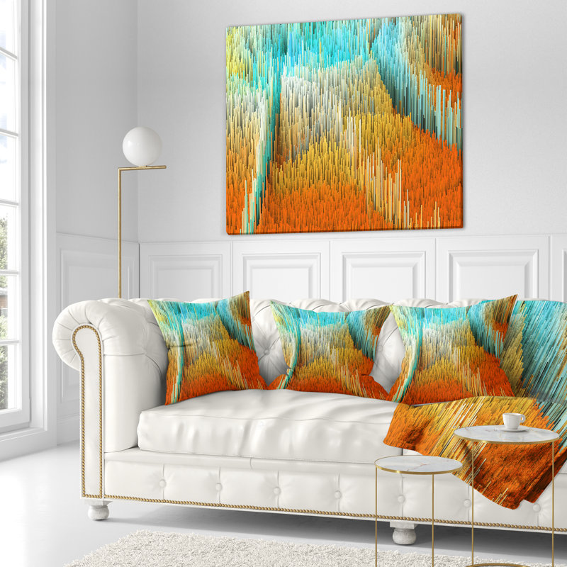 Macro Render Structure jaune orange - coussin imprimé abstrait, 18 po x 18 po, Coussin décoratif