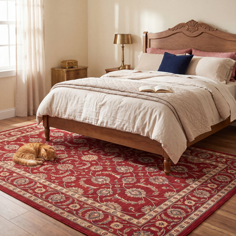 Tapis Sweetbriar traditionnel persan audacieux, bleu marine, orange, or, vert, crème, ivoire, antidérapant, à poils courts, pour intérieur et extérieur, adapté aux animaux domestiques, salon, chambre, salle à manger, entrée, couloir, bureau, lavable