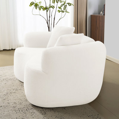 Courbé 66,95 po, tissu blanc, éponge à compression complète, sans installation, capacité de 350 lb, moderne et fonctionnel, velours, assemblage, confortable pour une détente familiale