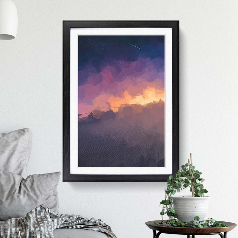 Shooting Star over Spain in Abstract - Picture Frame Graphic Art Print, 76cm H x 50cm W x 2cm D, Black
